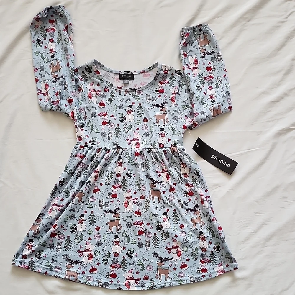 NWT Set of 2 Picapino Baby Girls Holiday Christmas Heart Dresses Size 6